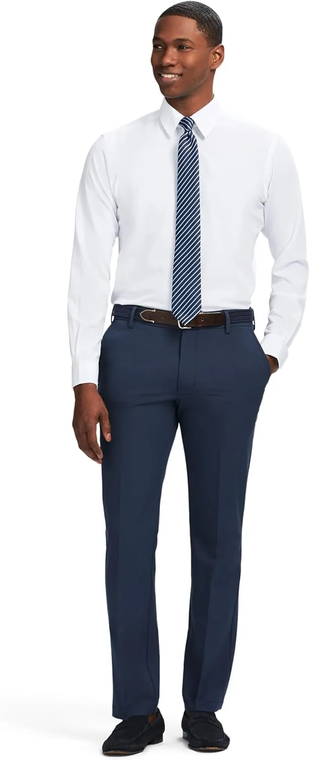 IZOD Men's Dress Shirt Slim Fit Traveler Long Sleeve All Over Stretch Classic Collar