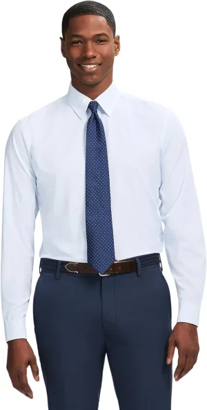 IZOD Men's Dress Shirt Slim Fit Traveler Long Sleeve All Over Stretch Classic Collar