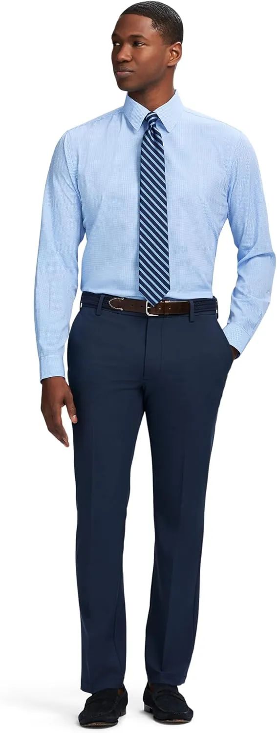 IZOD Men's Dress Shirt Slim Fit Traveler Long Sleeve All Over Stretch Classic Collar