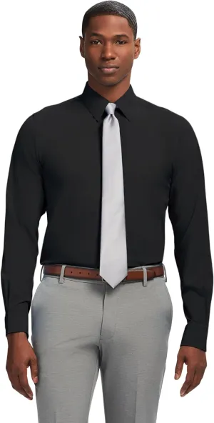 IZOD Men's Dress Shirt Slim Fit Traveler Long Sleeve All Over Stretch Classic Collar