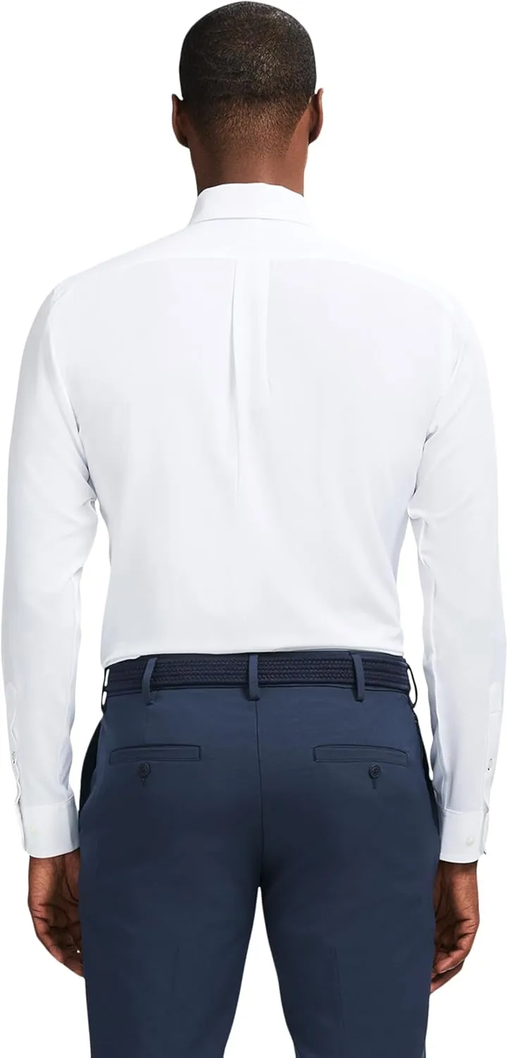 IZOD Men's Dress Shirt Slim Fit Traveler Long Sleeve All Over Stretch Classic Collar