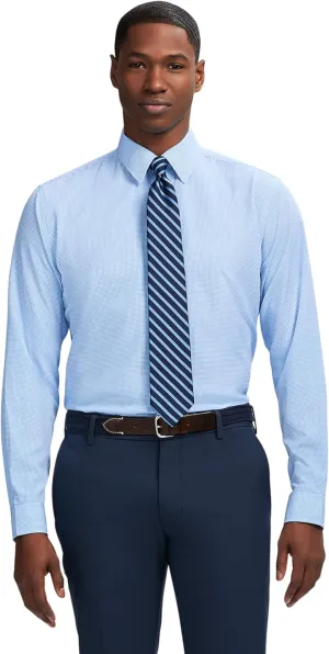 IZOD Men's Dress Shirt Slim Fit Traveler Long Sleeve All Over Stretch Classic Collar