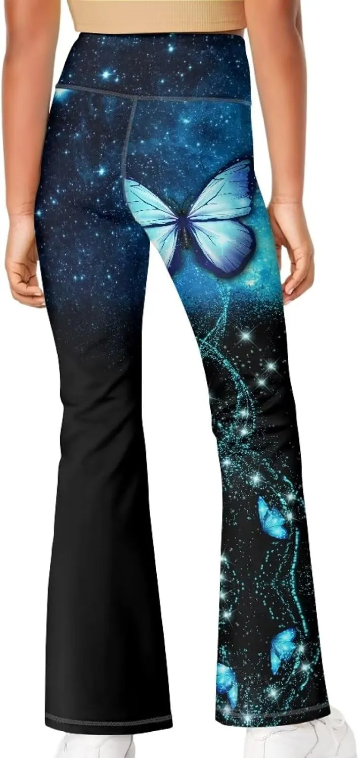 Kids Bell Bottom Pants High Waisted Dance Yoga Flared Leggings