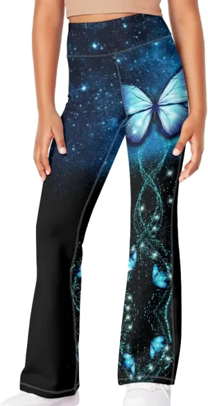 Kids Bell Bottom Pants High Waisted Dance Yoga Flared Leggings