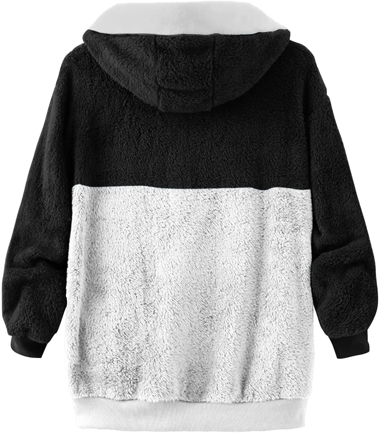 Ladies Large Size Hooded Loose Plush Sweatshirt Comfy Multicolor Paneled Coat Dressy Zip Jacket Casual Dressy Clothes