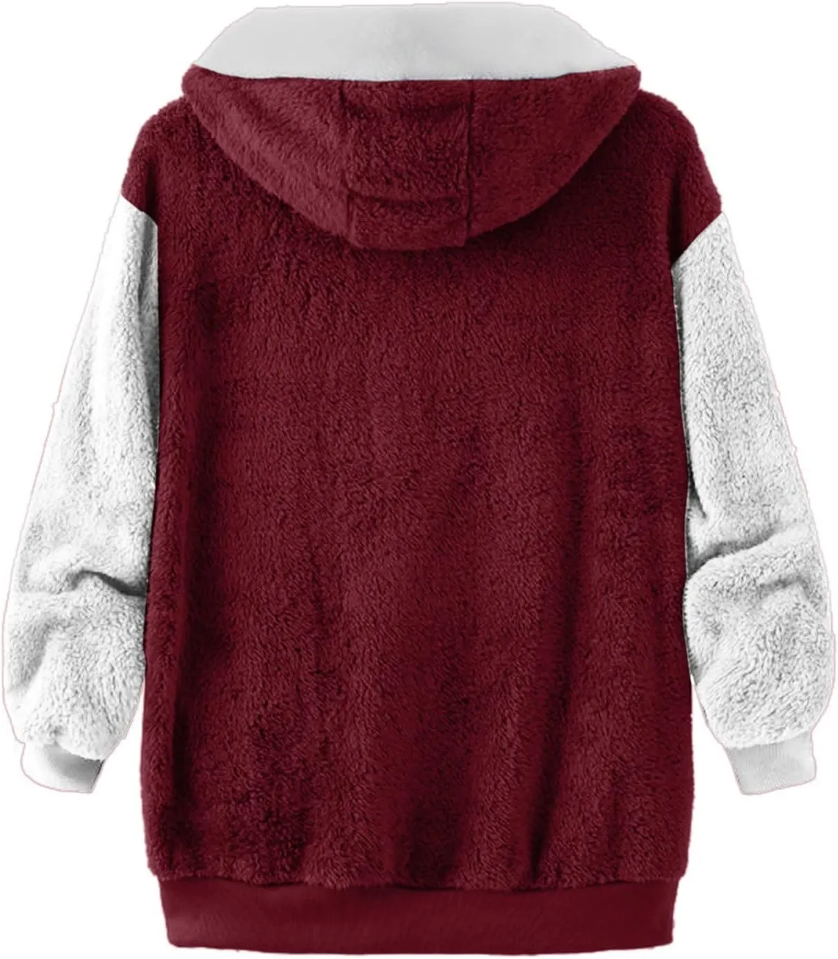 Ladies Large Size Hooded Loose Plush Sweatshirt Comfy Multicolor Paneled Coat Dressy Zip Jacket Casual Dressy Clothes
