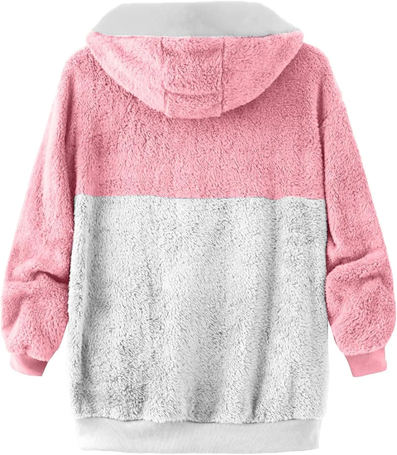 Ladies Large Size Hooded Loose Plush Sweatshirt Comfy Multicolor Paneled Coat Dressy Zip Jacket Casual Dressy Clothes