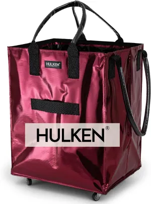 (Large, Cosmic Red Reusable Grocery Bag On Wheels, Shopping Trolley, Rolling Tote, Zipper Closure, Lightweight, Carries Up to 66 lb, Folds Flat, Unbreakable Handles