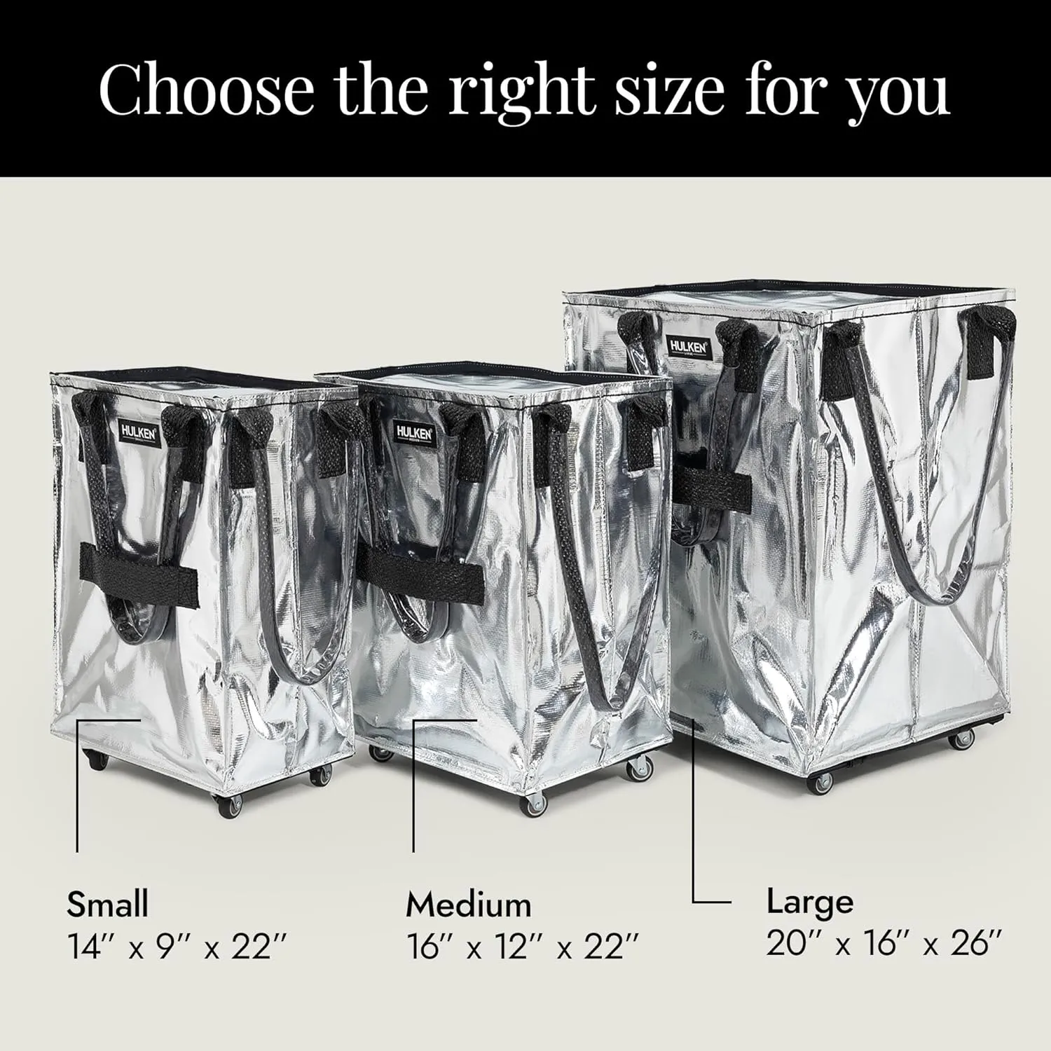 (Large, Silver) Reusable Grocery Bag On Wheels, Shopping Trolley, Rolling Tote, Zipper Closure, Lightweight, Carries Up to 66 lb, Folds Flat, Unbreakable Handles