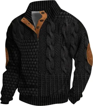 LCMTWX Mens Sweater Mock Neck Collar Button Sweatshirt 1/4 Top Button Long Sleeve Jacket Outdoor Fashion Sweater Collar