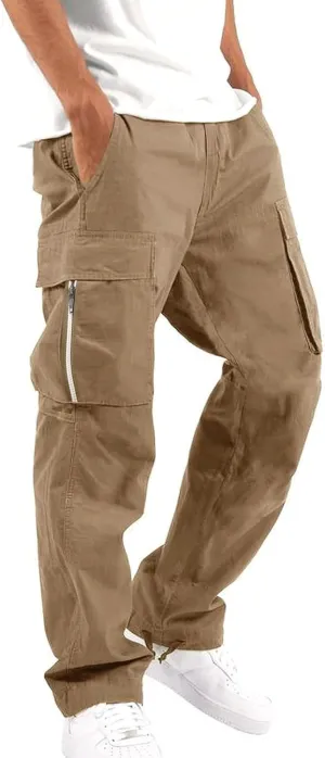 LCMTWX Sweatpants for Men Color Sports Hat Multi Woven Pocket Foot Rope Solid Pants Street Drawstring Sweatpants with
