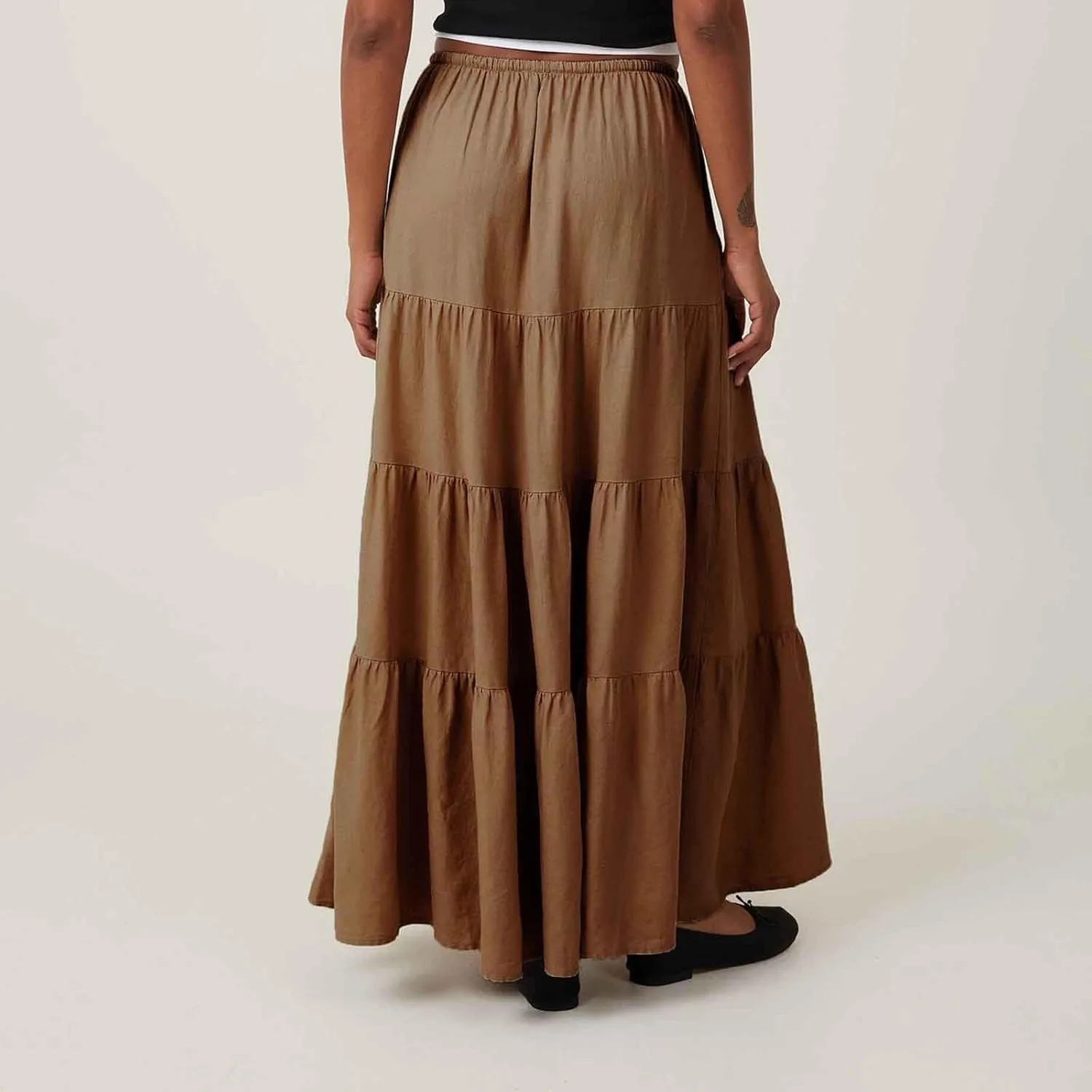 Maxi Skirt for Women Summer Comfy Tiered Drawstring Elastic High Waisted Vacation A-Line Flowy Swing Long Skirts