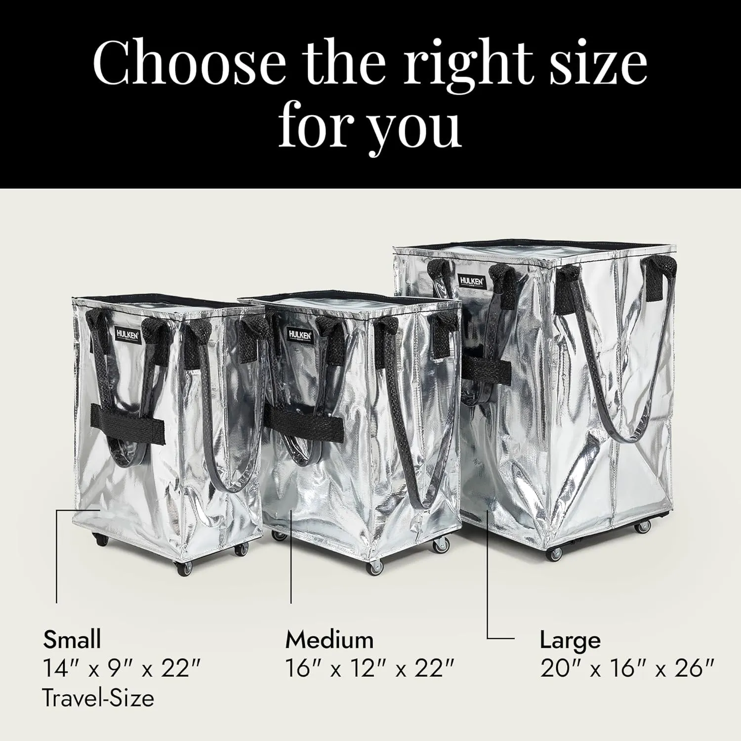 (Medium, Silver) Reusable Grocery Bag On Wheels, Shopping Trolley, Rolling Tote, Zipper Closure, Lightweight, Carries Up to 66 lb, Folds Flat, Unbreakable Handles