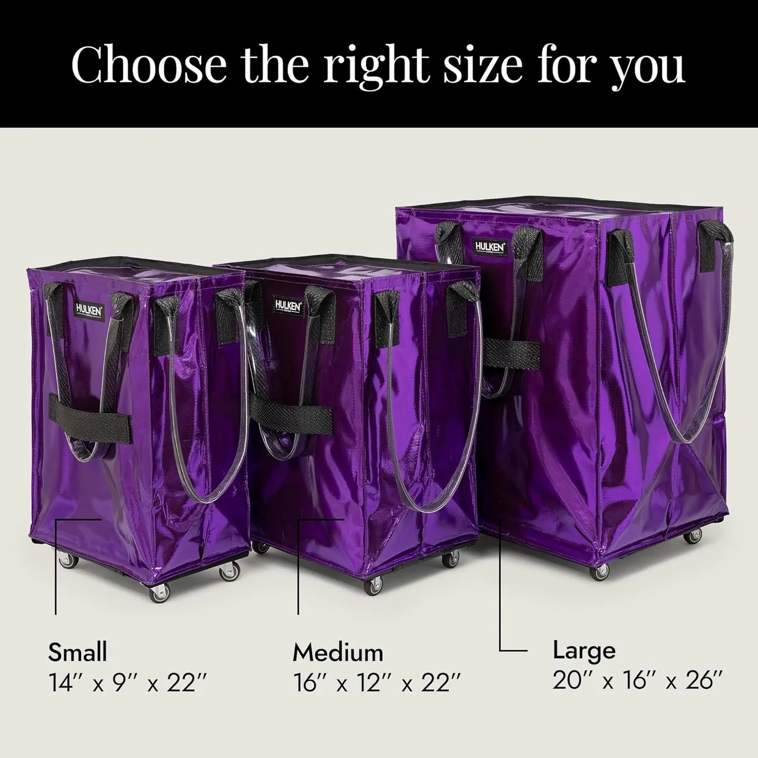 (Medium, Ultraviolet) Reusable Grocery Bag On Wheels, Shopping Trolley, Rolling Tote, Zipper Closure, Lightweight, Carries Up to 66 lb, Folds Flat, Unbreakable Handles