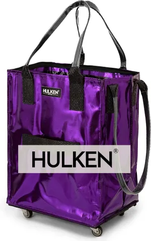 (Medium, Ultraviolet) Reusable Grocery Bag On Wheels, Shopping Trolley, Rolling Tote, Zipper Closure, Lightweight, Carries Up to 66 lb, Folds Flat, Unbreakable Handles