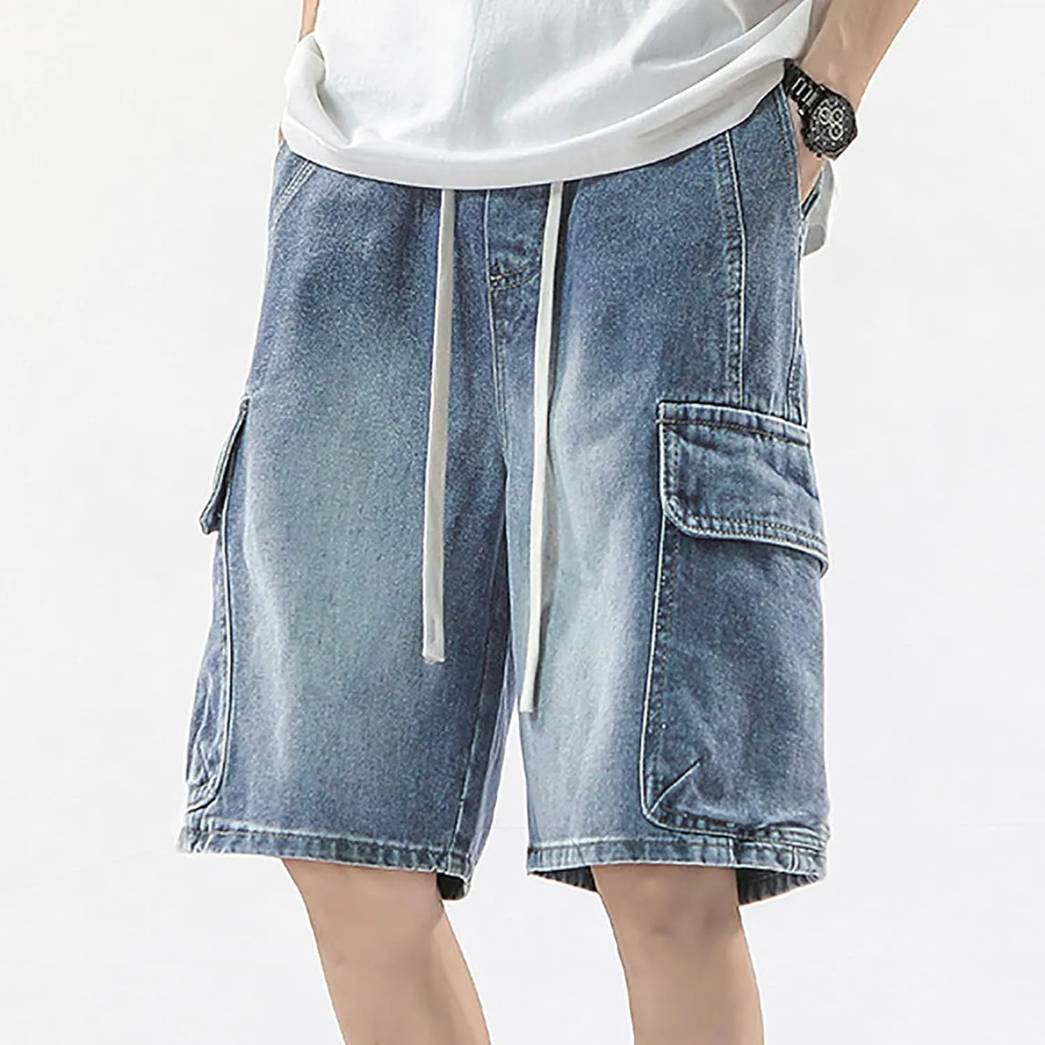 Men Baggy Denim Jorts Y2K Loose Fit Hip Hop Jean Shorts Casual Mid Jeans Trendy Outfits