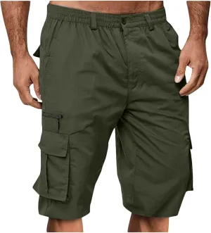 Men Cargo Shorts Oversized Workout Running Shorts Quick Dry Lightweight Gym Shorts with Zip Pockets