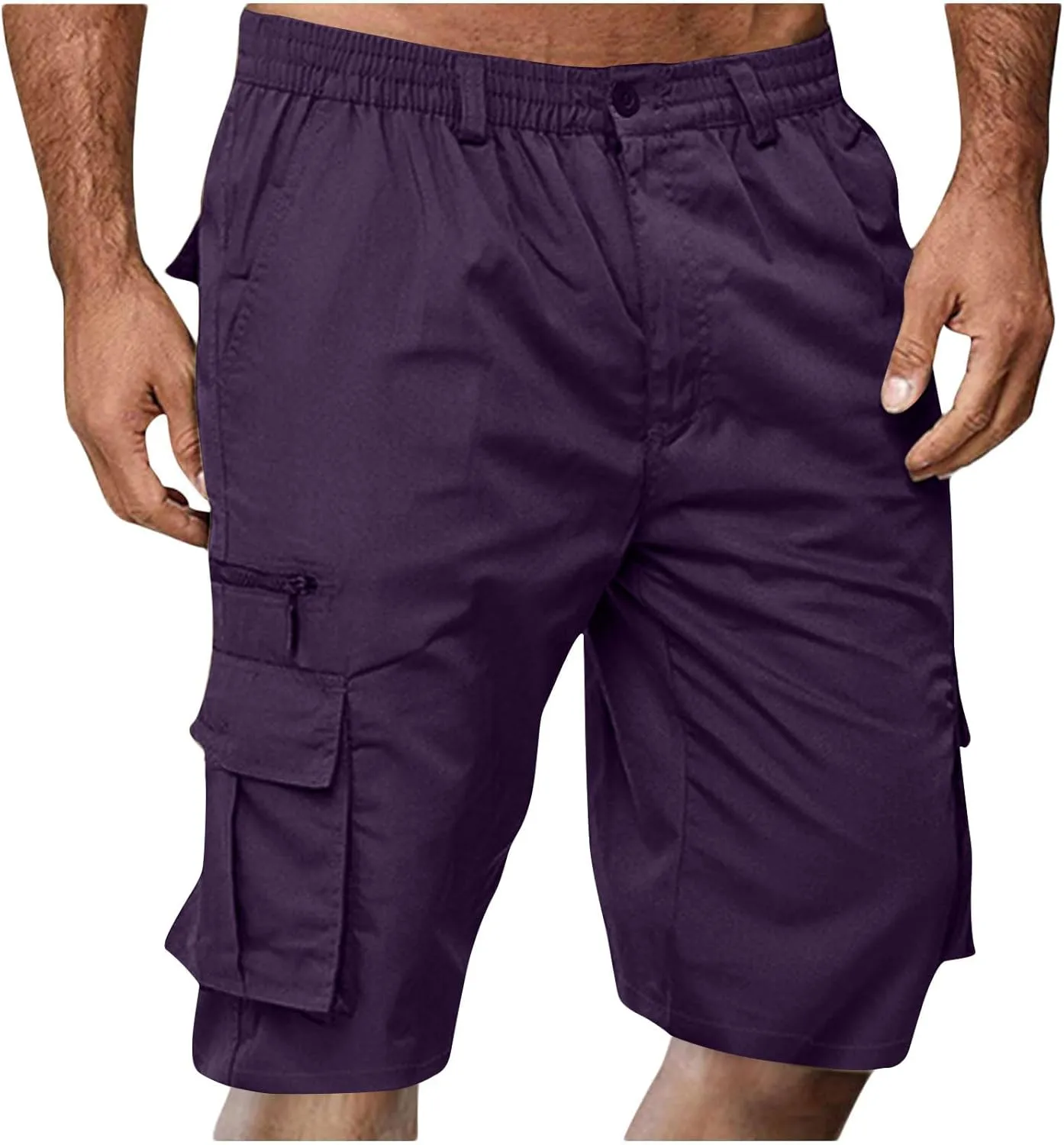 Men Cargo Shorts Oversized Workout Running Shorts Quick Dry Lightweight Gym Shorts with Zip Pockets