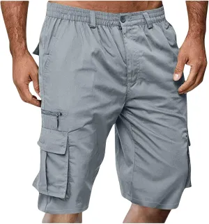 Men Cargo Shorts Oversized Workout Running Shorts Quick Dry Lightweight Gym Shorts with Zip Pockets