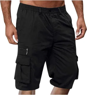 Men Cargo Shorts Oversized Workout Running Shorts Quick Dry Lightweight Gym Shorts with Zip Pockets