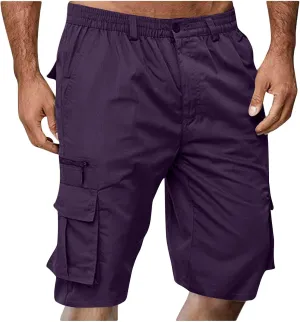 Men Cargo Shorts Oversized Workout Running Shorts Quick Dry Lightweight Gym Shorts with Zip Pockets