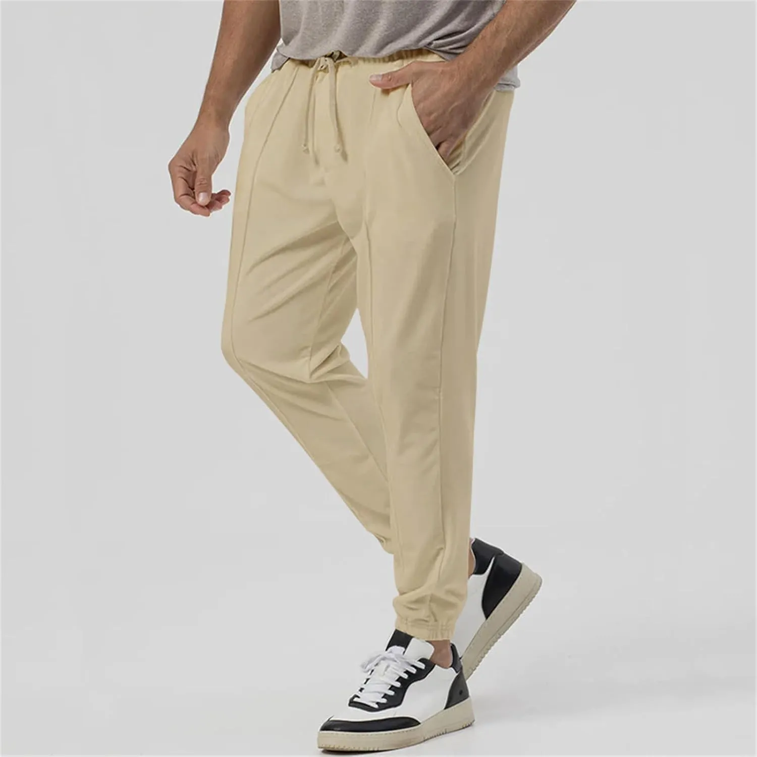 Mens Athletic Yoga Pants Ultra Comfy Elastic Waist Sweatpants Drawstring Casual Waterproof Breathable Trousers