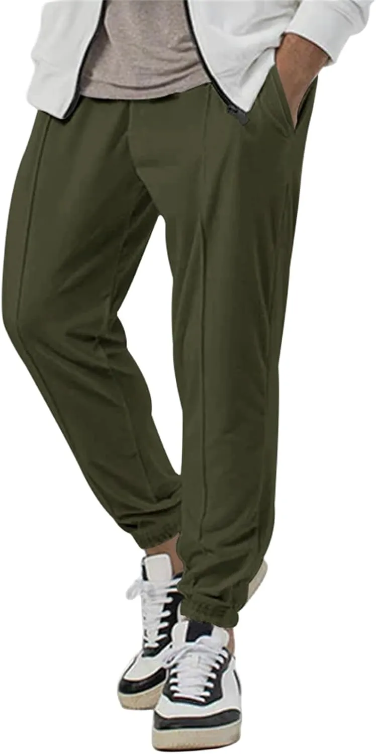 Mens Athletic Yoga Pants Ultra Comfy Elastic Waist Sweatpants Drawstring Casual Waterproof Breathable Trousers