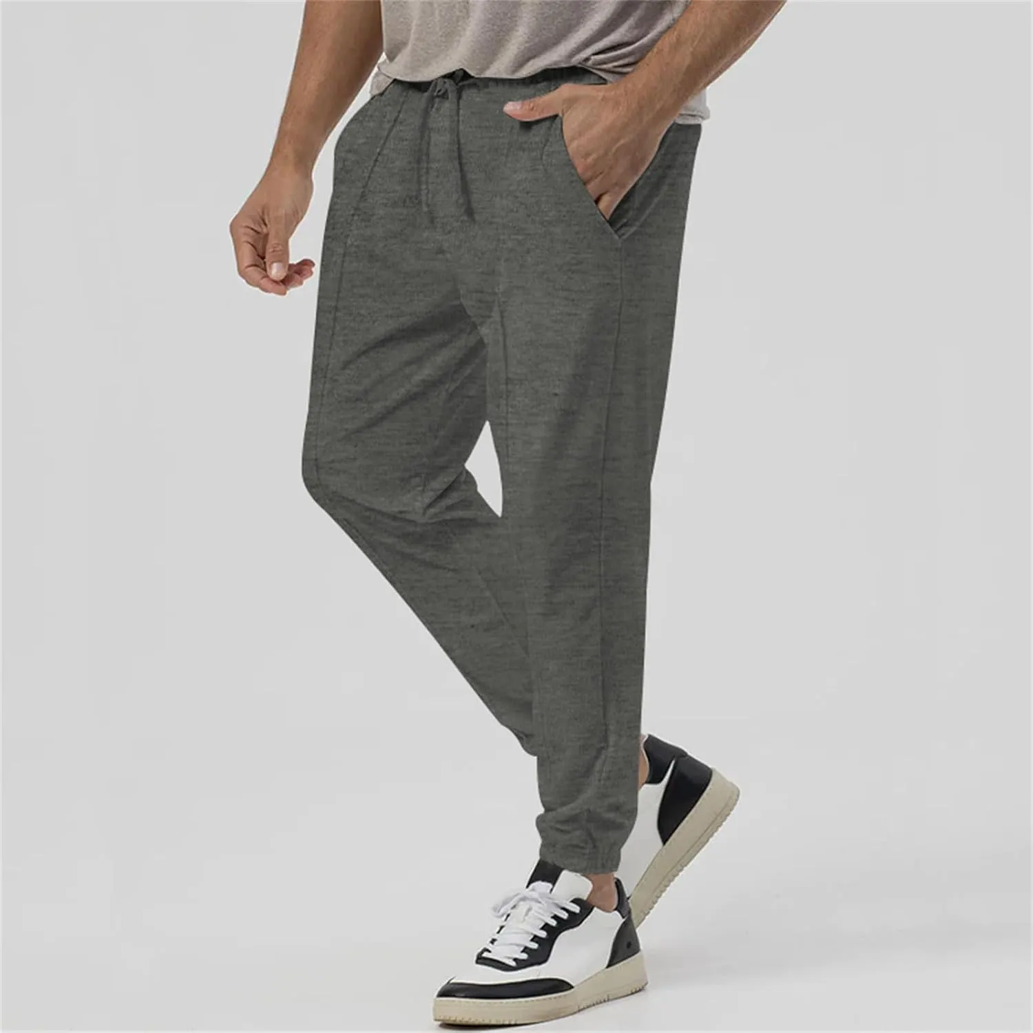 Mens Athletic Yoga Pants Ultra Comfy Elastic Waist Sweatpants Drawstring Casual Waterproof Breathable Trousers