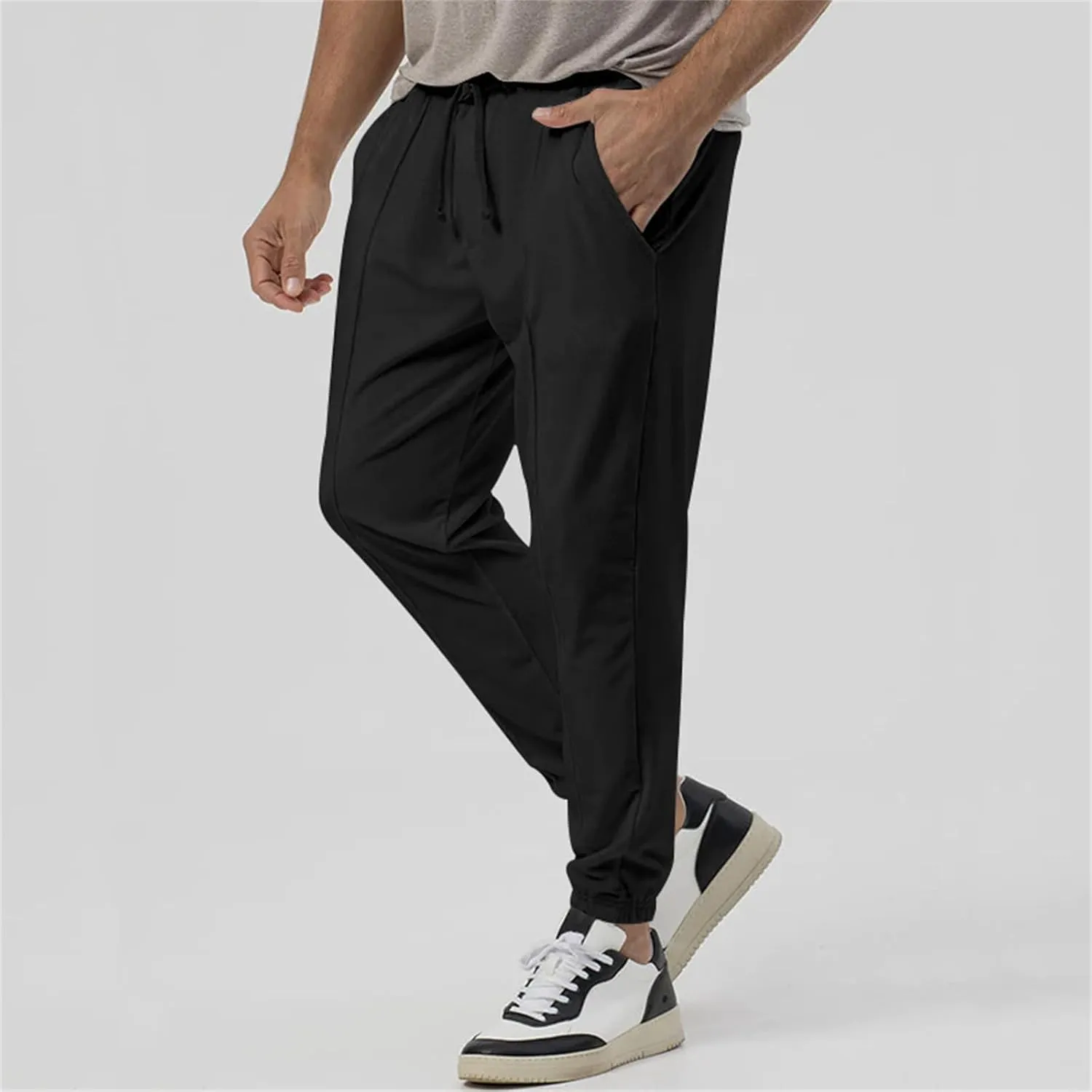 Mens Athletic Yoga Pants Ultra Comfy Elastic Waist Sweatpants Drawstring Casual Waterproof Breathable Trousers