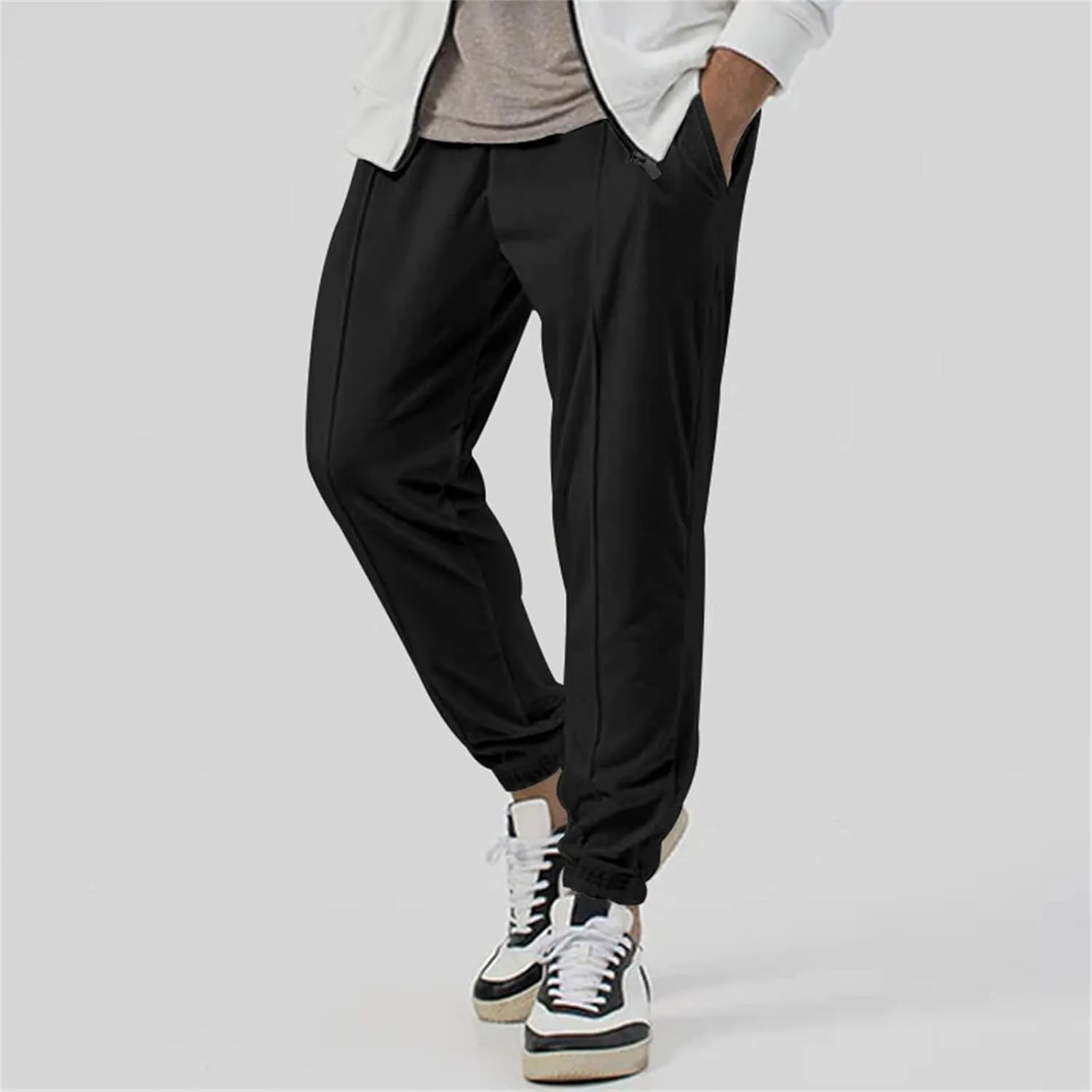 Mens Athletic Yoga Pants Ultra Comfy Elastic Waist Sweatpants Drawstring Casual Waterproof Breathable Trousers
