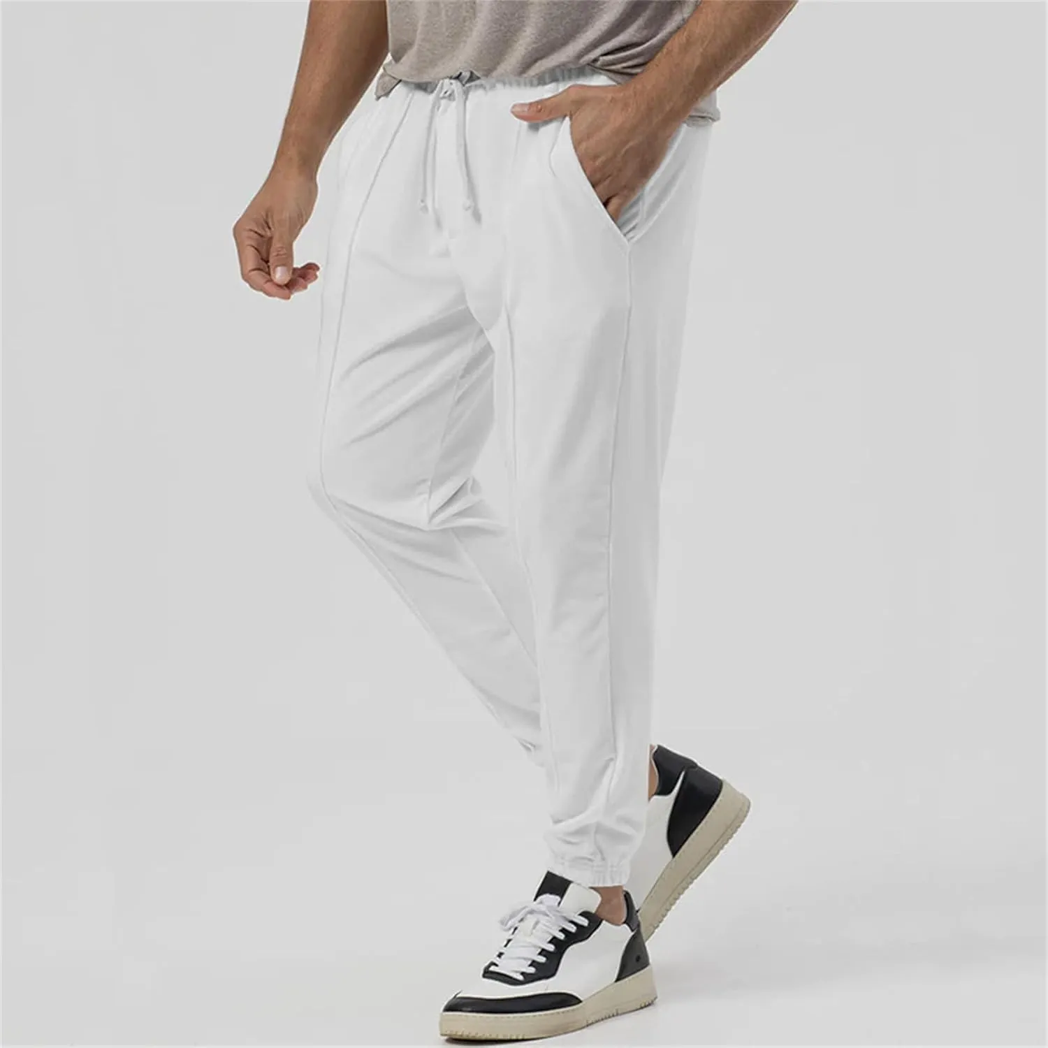 Mens Athletic Yoga Pants Ultra Comfy Elastic Waist Sweatpants Drawstring Casual Waterproof Breathable Trousers