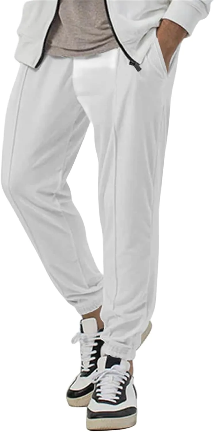 Mens Athletic Yoga Pants Ultra Comfy Elastic Waist Sweatpants Drawstring Casual Waterproof Breathable Trousers