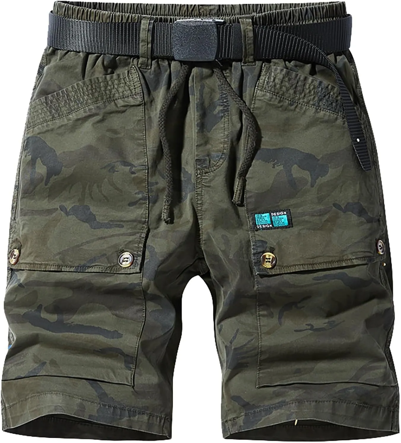 Mens Big and Tall Casual Loose Cargo Sports Five Shorts Elastic Waist Quick Dry Shorts with Multi Pockets
