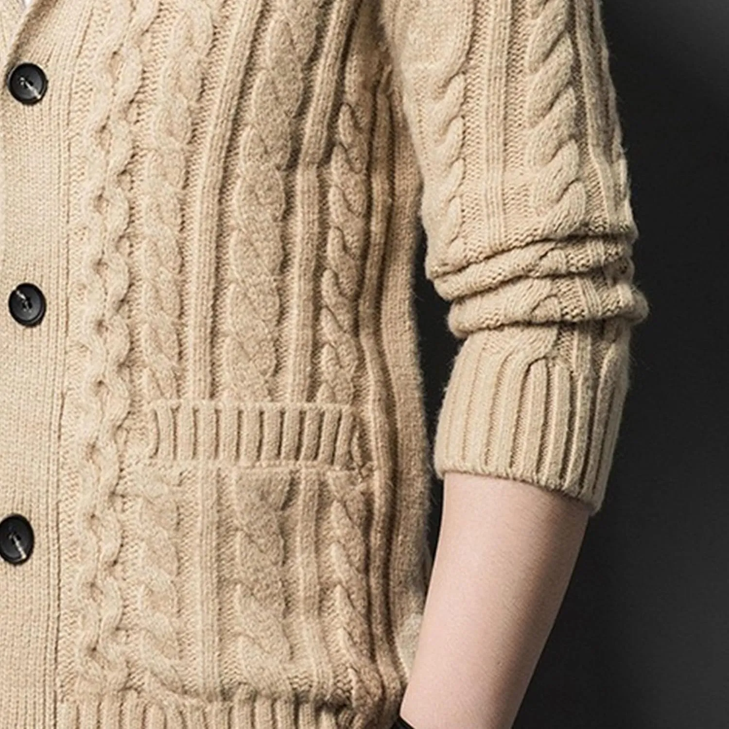 Men's Cardigan Sweater Slim Retro Jacquard Button Down Sweater Knitted Cardigan Casual Sweater