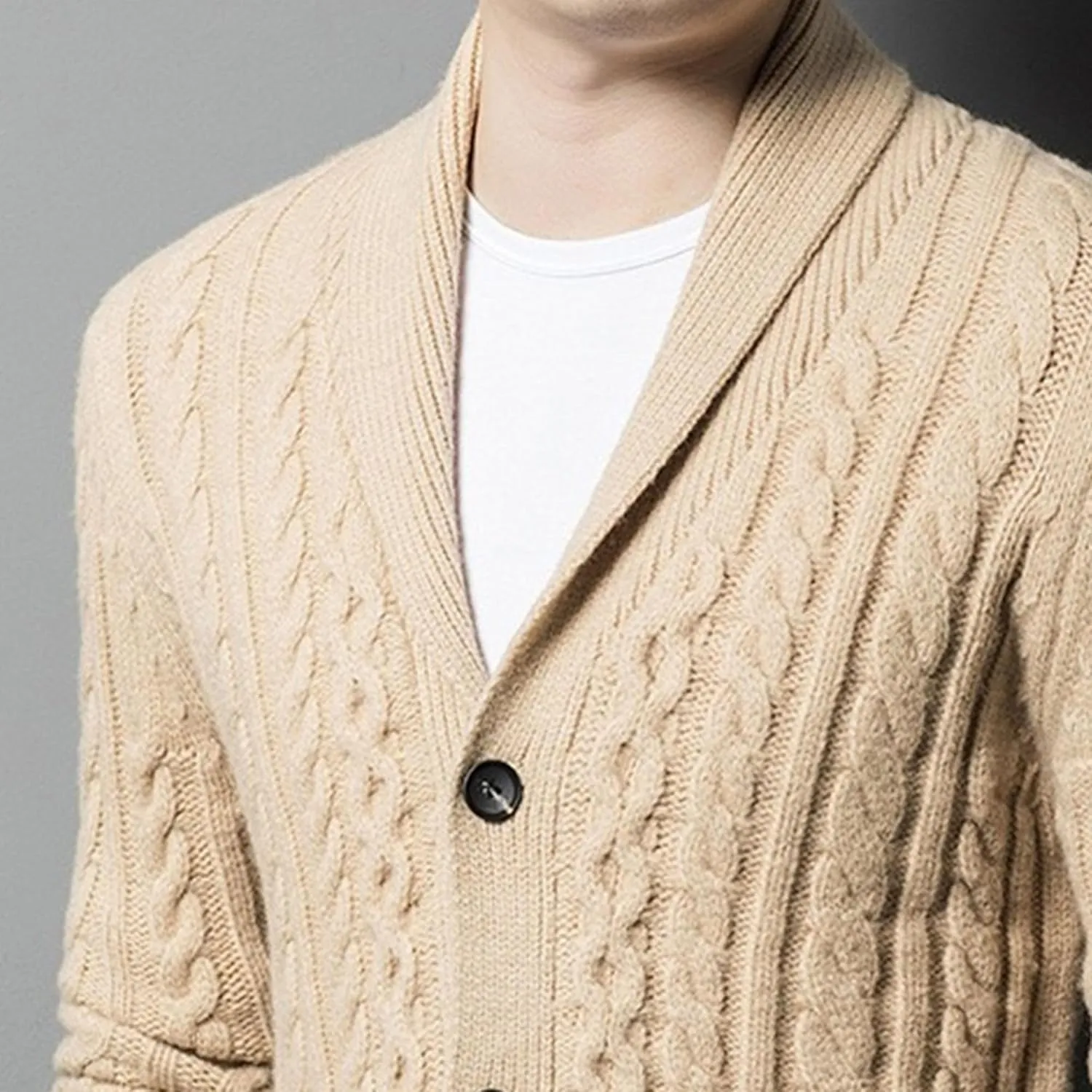 Men's Cardigan Sweater Slim Retro Jacquard Button Down Sweater Knitted Cardigan Casual Sweater