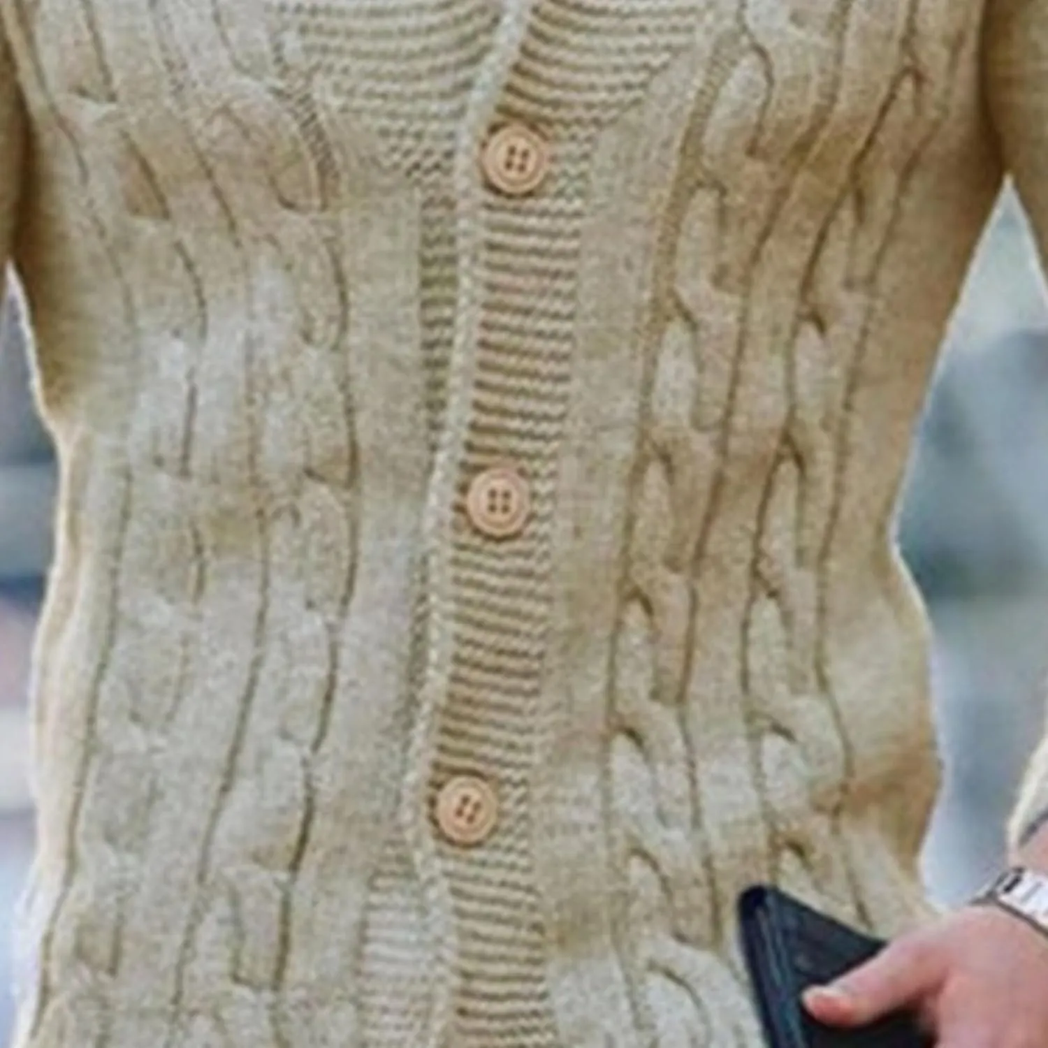 Men's Cardigan Sweater Slim Retro Jacquard Button Down Sweater Knitted Cardigan Casual Sweater