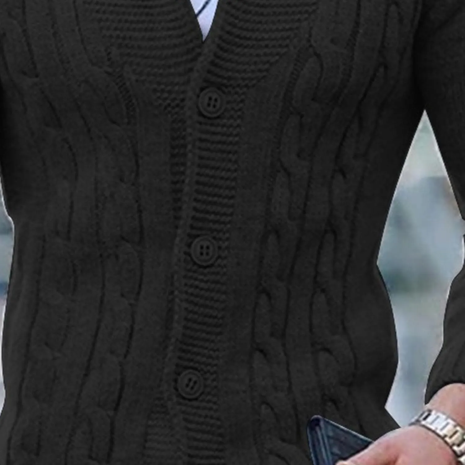 Men's Cardigan Sweater Slim Retro Jacquard Button Down Sweater Knitted Cardigan Casual Sweater