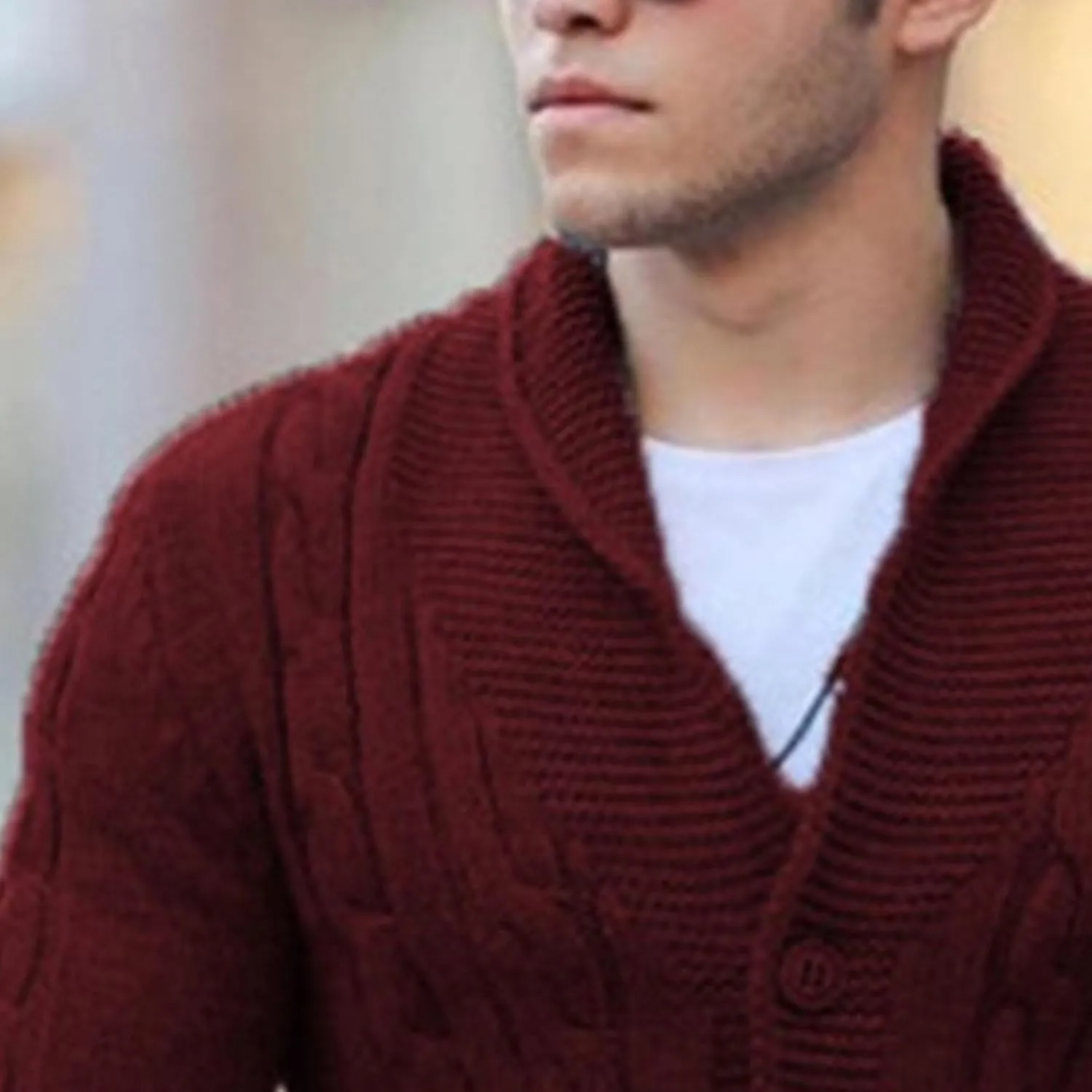 Men's Cardigan Sweater Slim Retro Jacquard Button Down Sweater Knitted Cardigan Casual Sweater