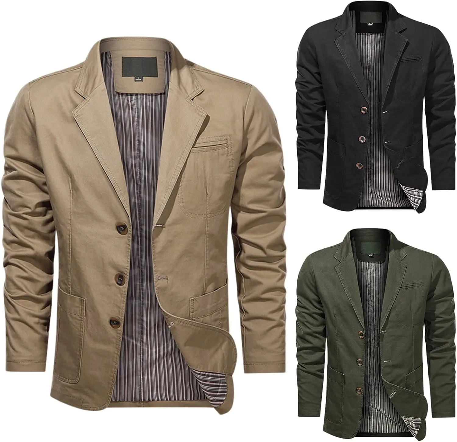 Mens Cargo Blazer Jacket Tactical Military Button Down Fashion Fall Work Sport Outoor Thermal Lapel Coat