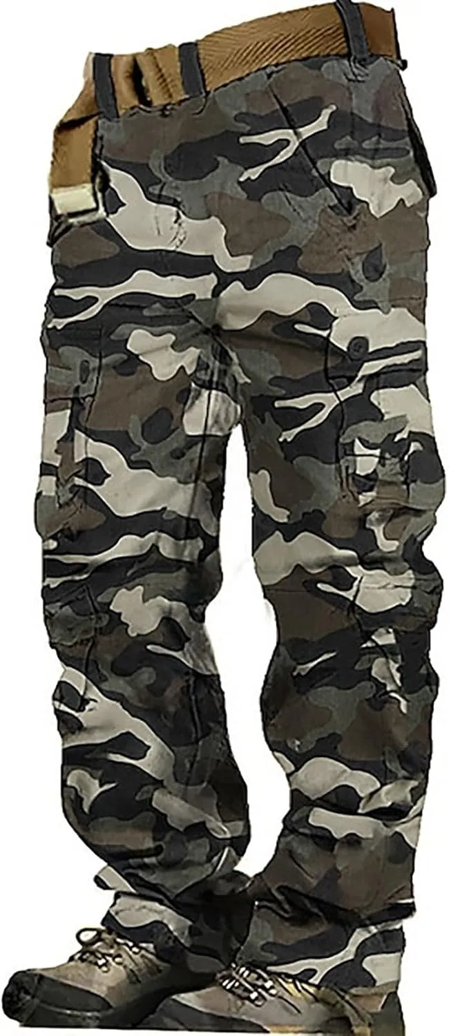 Men's Cargo Pants High Street Leisure Loose Sports Running Solid Color Lace Up Cargo Mens Outdoor Hiking Cargo Pants