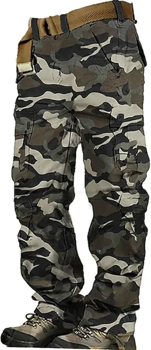 Men's Cargo Pants High Street Leisure Loose Sports Running Solid Color Lace Up Cargo Mens Outdoor Hiking Cargo Pants