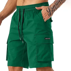 Men's Cargo Shorts Elastic Waist Relaxed Fit Casual Short Pants Outdoor Lightweight Work Shorts with Multi Pocket
