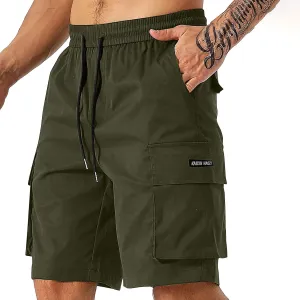 Men's Cargo Shorts Elastic Waist Relaxed Fit Casual Short Pants Outdoor Lightweight Work Shorts with Multi Pocket