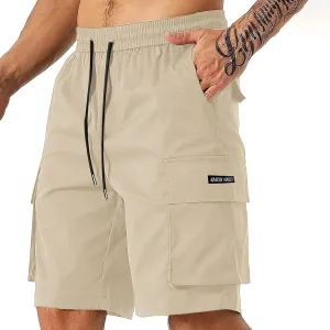 Men's Cargo Shorts Elastic Waist Relaxed Fit Casual Short Pants Outdoor Lightweight Work Shorts with Multi Pocket