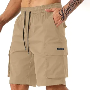 Men's Cargo Shorts Elastic Waist Relaxed Fit Casual Short Pants Outdoor Lightweight Work Shorts with Multi Pocket