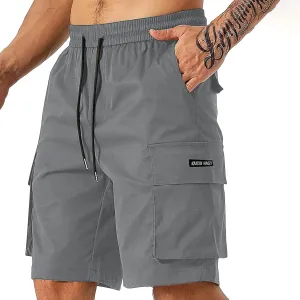 Men's Cargo Shorts Elastic Waist Relaxed Fit Casual Short Pants Outdoor Lightweight Work Shorts with Multi Pocket