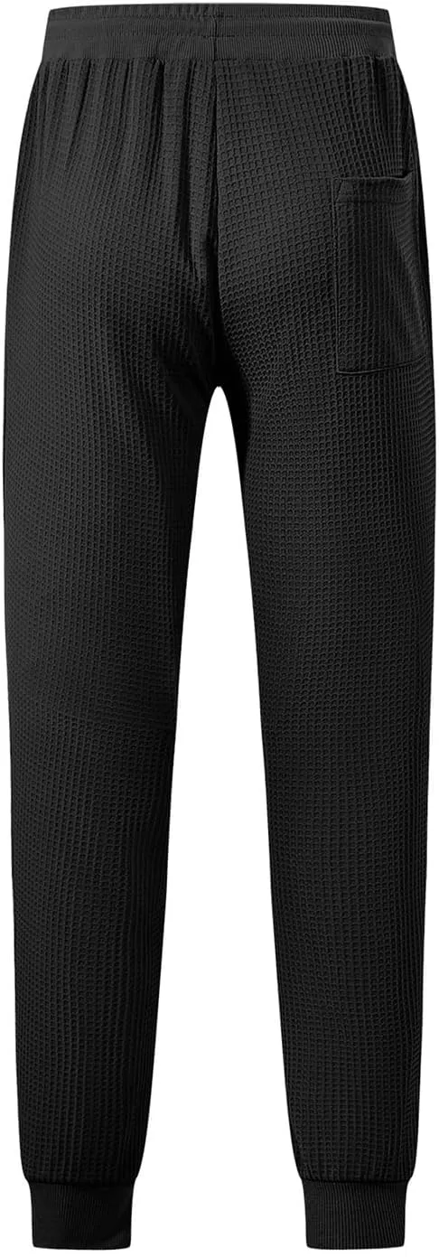 Mens Cargo Work Pants Waffle Drawstring Elastic Waist Casual Loose Relaxed Fit Breathable Stretch Hiking Sweatpants