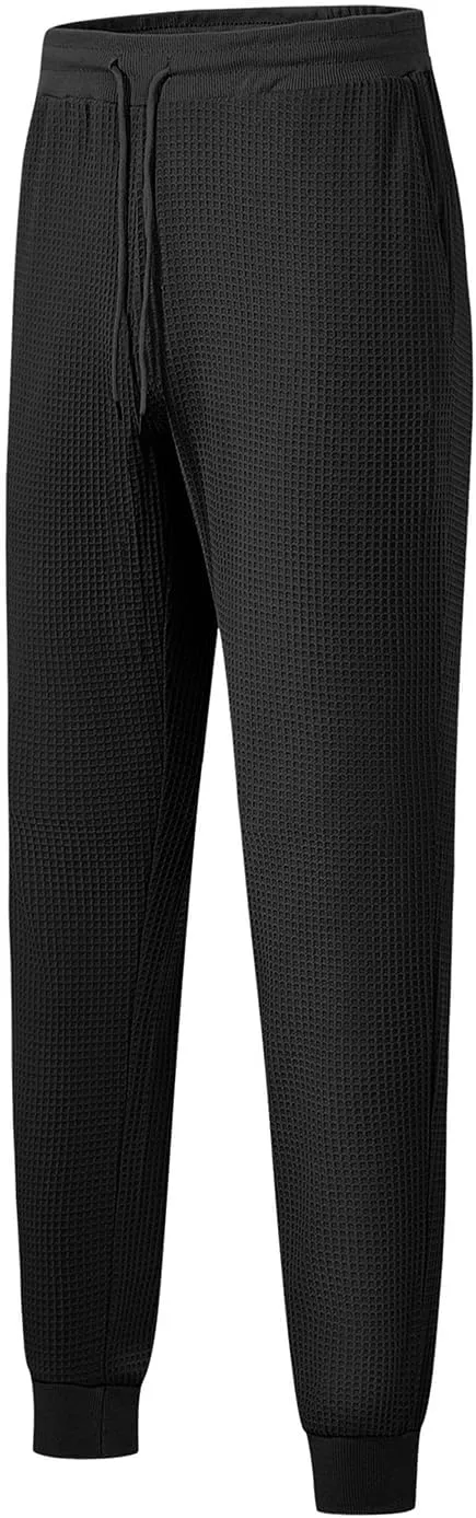 Mens Cargo Work Pants Waffle Drawstring Elastic Waist Casual Loose Relaxed Fit Breathable Stretch Hiking Sweatpants