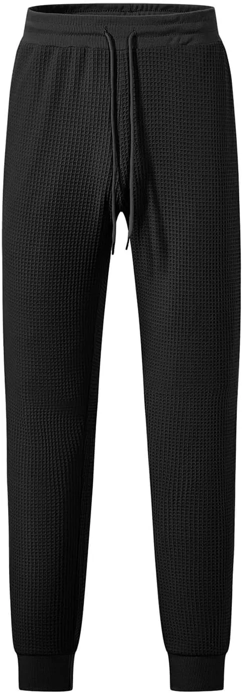 Mens Cargo Work Pants Waffle Drawstring Elastic Waist Casual Loose Relaxed Fit Breathable Stretch Hiking Sweatpants