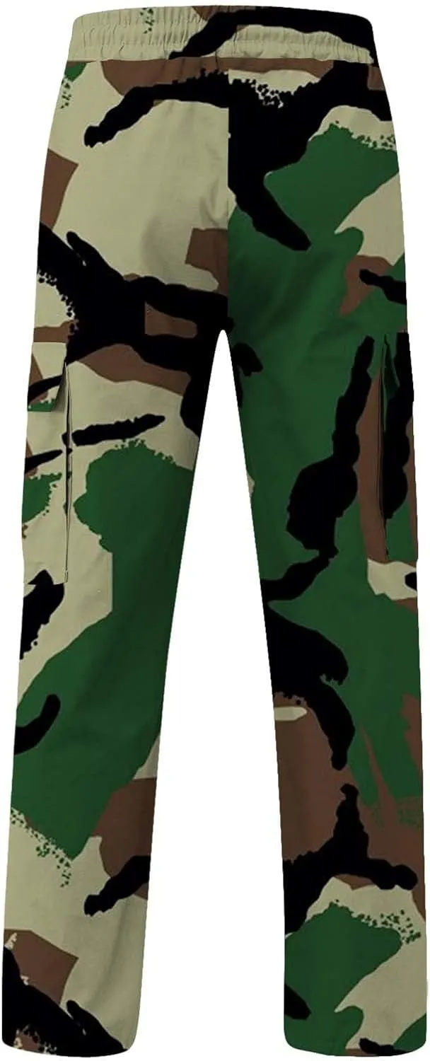 Men's Casual Cargo Sweatpants Multi Pocket Up Solid Color Warm Plush Woven Cargo Hiking Workout Joggers Sweatpants